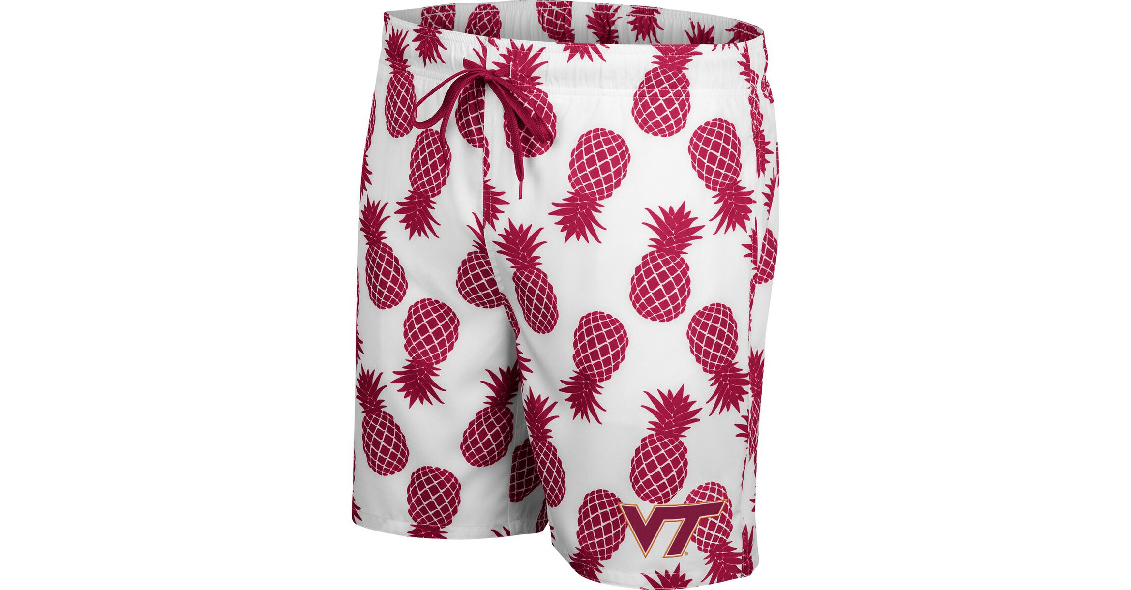 NCAA White/Maroon Virginia Tech Hokies Pineapple Swim Shorts