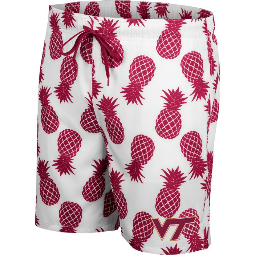 NCAA White/Maroon Virginia Tech Hokies Pineapple Swim Shorts