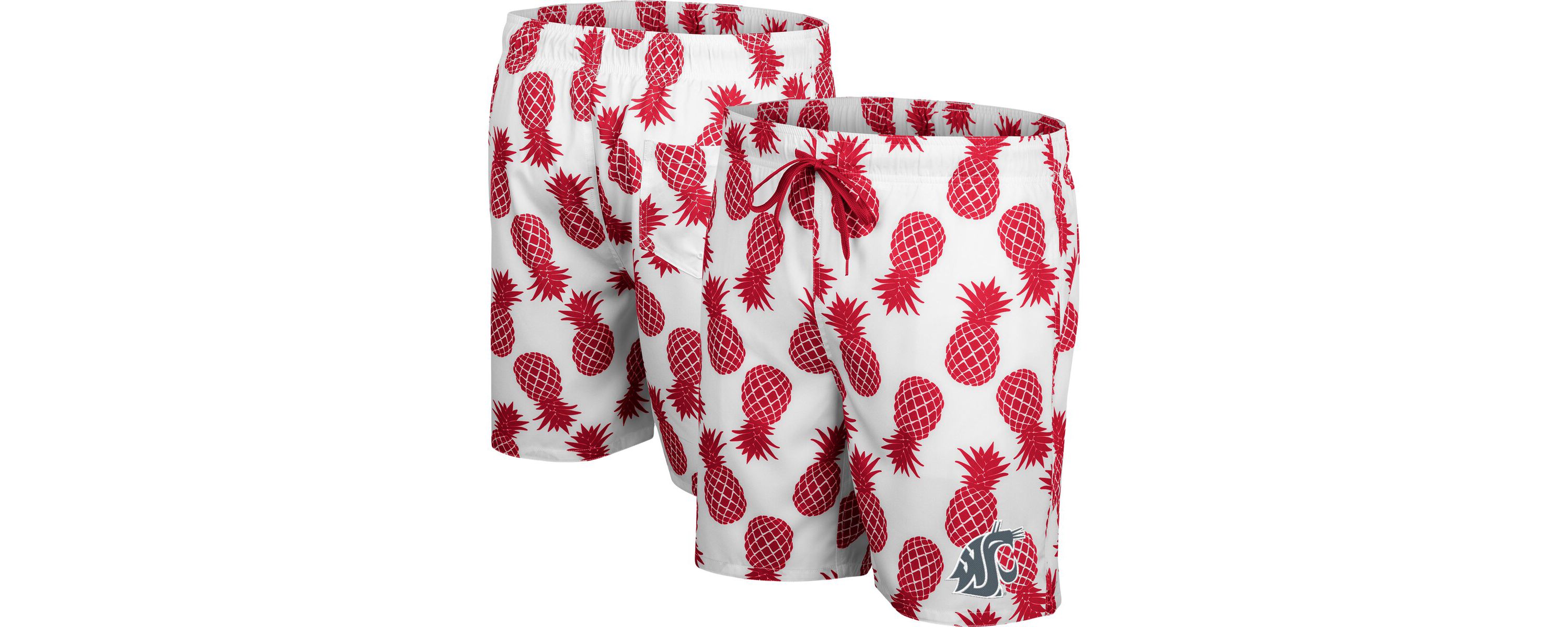 NCAA White/Crimson Washington State Cougars Pineapple Swim Shorts