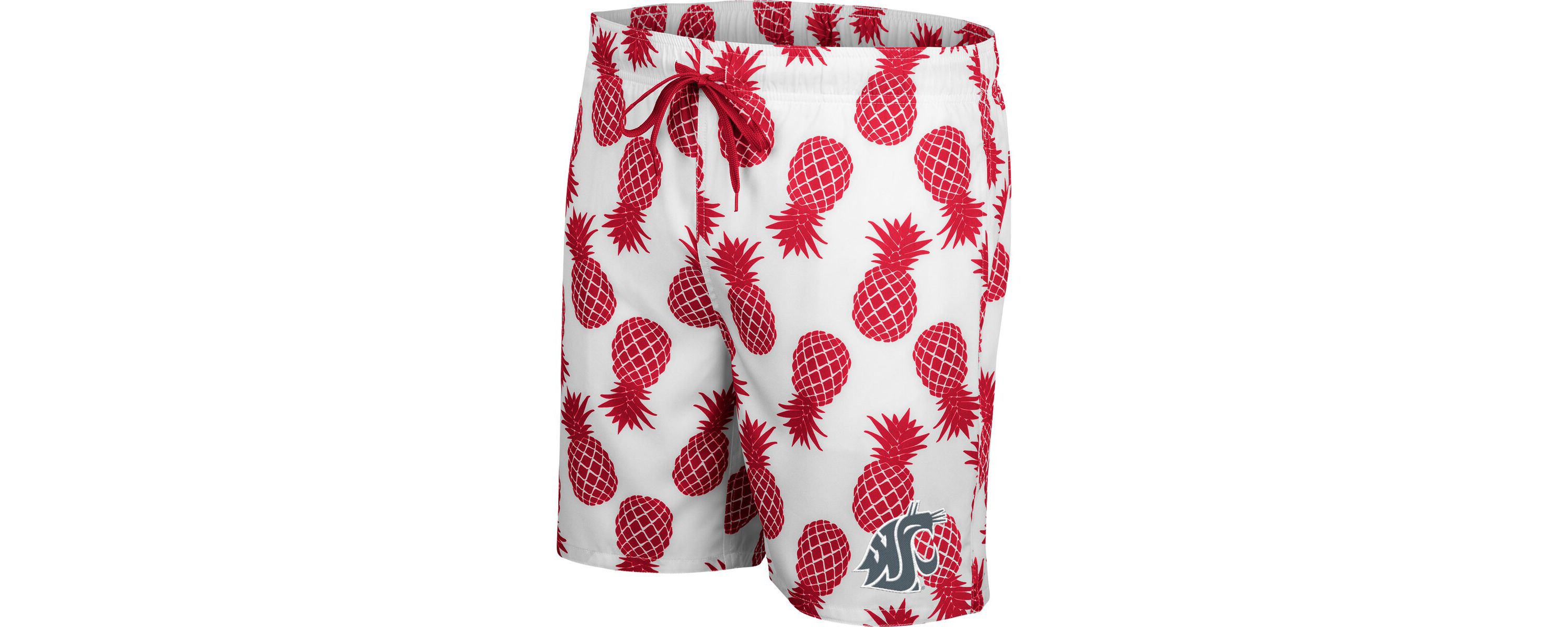 NCAA White/Crimson Washington State Cougars Pineapple Swim Shorts