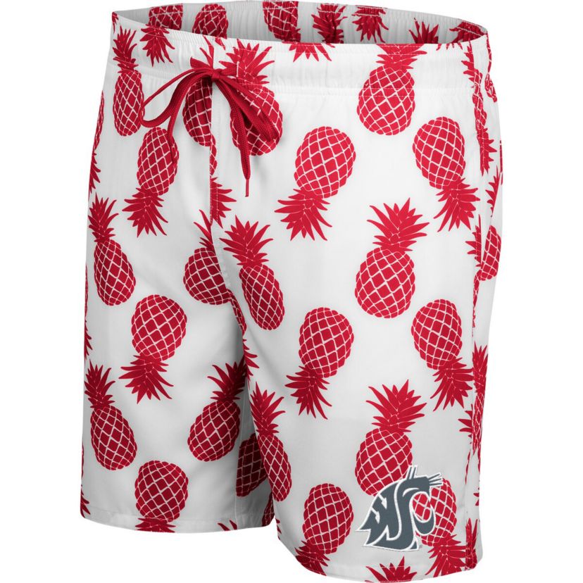 NCAA White/Crimson Washington State Cougars Pineapple Swim Shorts