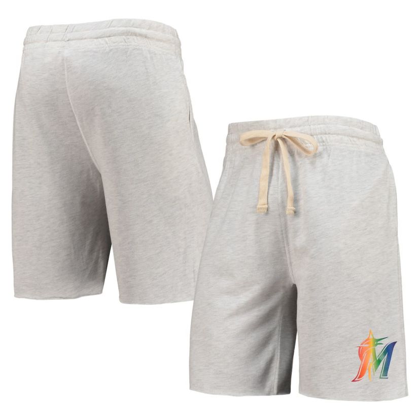 MLB Miami Marlins Mainstream Logo Terry Tri-Blend Shorts