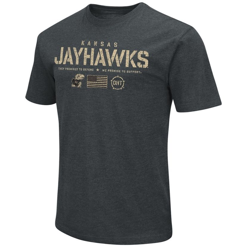 NCAA ed Kansas Jayhawks OHT Military Appreciation Flag 2.0 T-Shirt