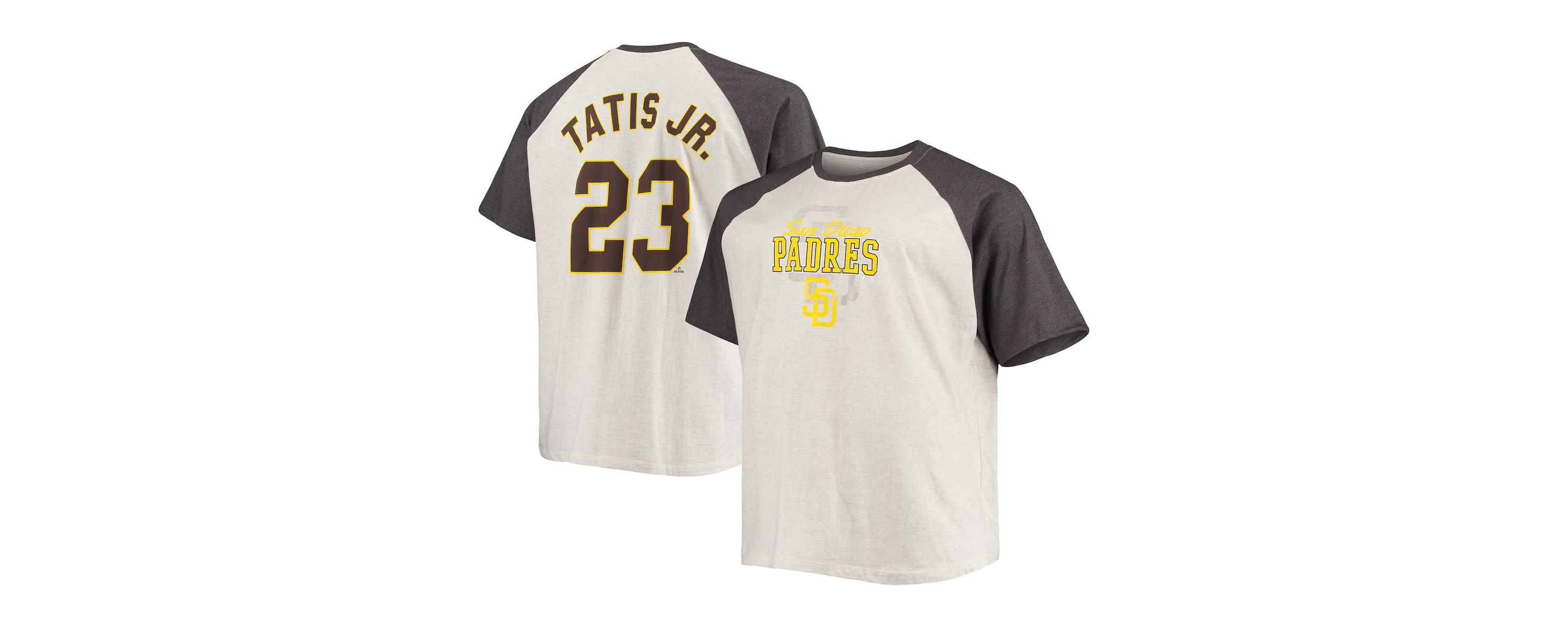 MLB Fernando Tatis Jr. Oatmeal/ed San Diego Padres Big & Tall Name & Number Raglan T-Shirt