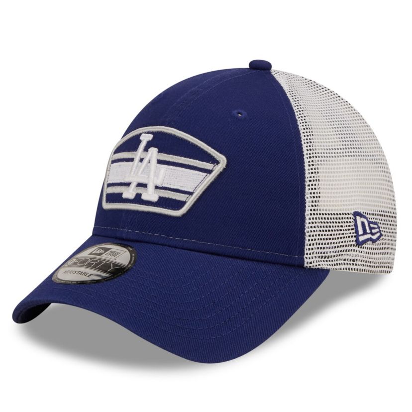 MLB Royal/White Los Angeles Dodgers Logo Patch 9FORTY Trucker Snapback Hat