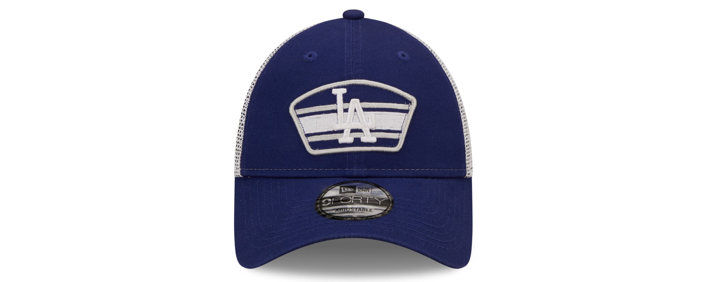 MLB Royal/White Los Angeles Dodgers Logo Patch 9FORTY Trucker Snapback Hat