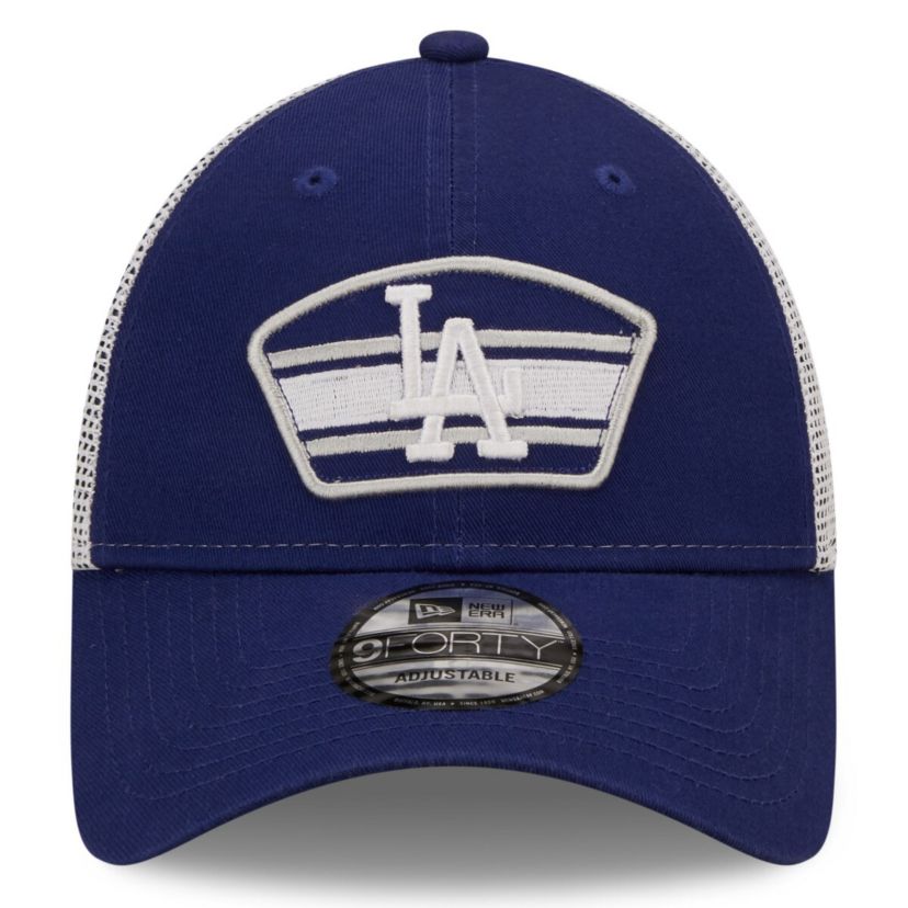 MLB Royal/White Los Angeles Dodgers Logo Patch 9FORTY Trucker Snapback Hat
