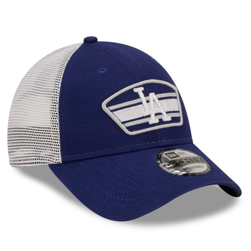MLB Royal/White Los Angeles Dodgers Logo Patch 9FORTY Trucker Snapback Hat