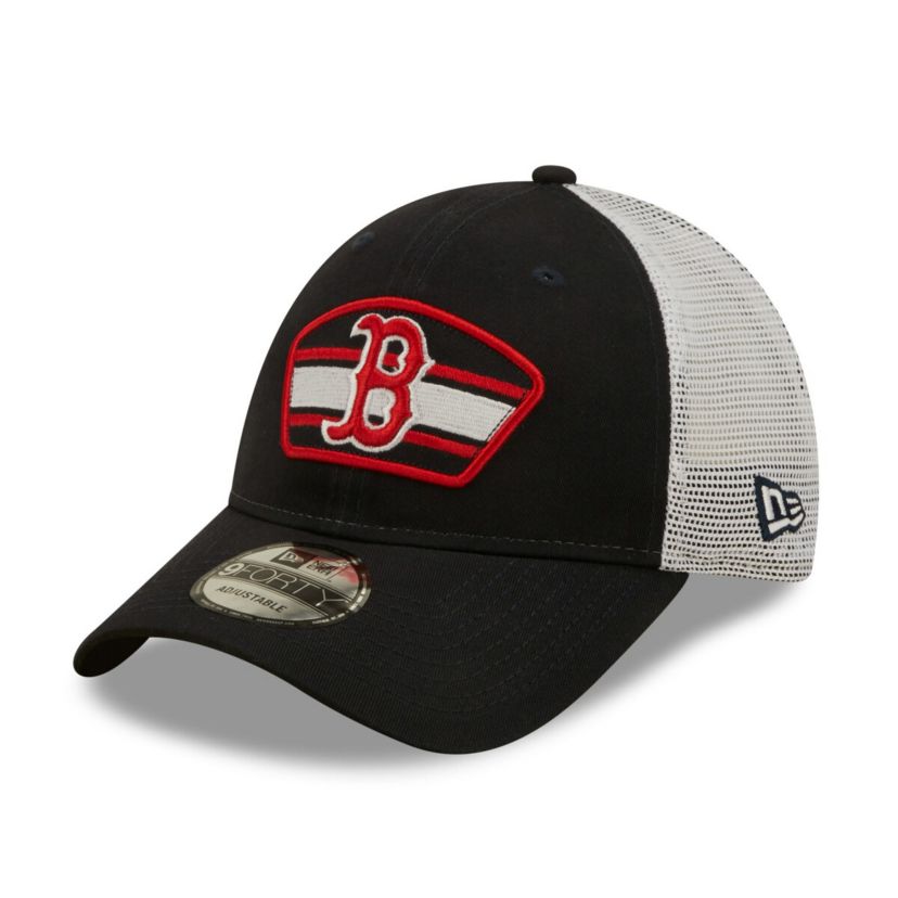 Boston Red Sox MLB Navy/White Boston Sox Logo Patch 9FORTY Trucker Snapback Hat