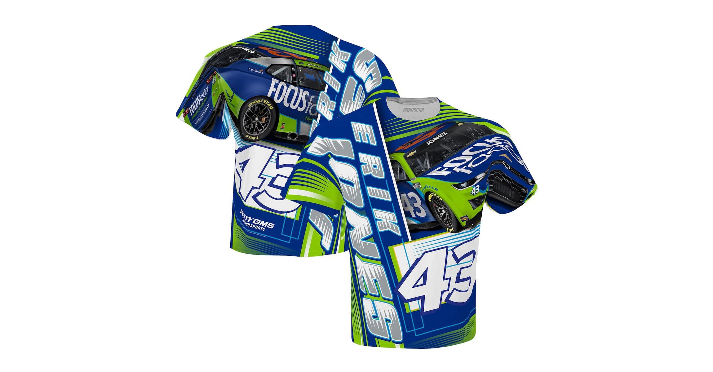 NASCAR Checkered Flag Erik Jones FOCUS factor Sublimated Dynamic Total Print T-Shirt