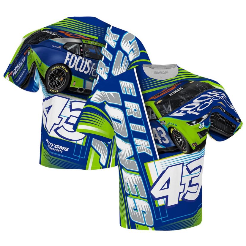 NASCAR Checkered Flag Erik Jones FOCUS factor Sublimated Dynamic Total Print T-Shirt