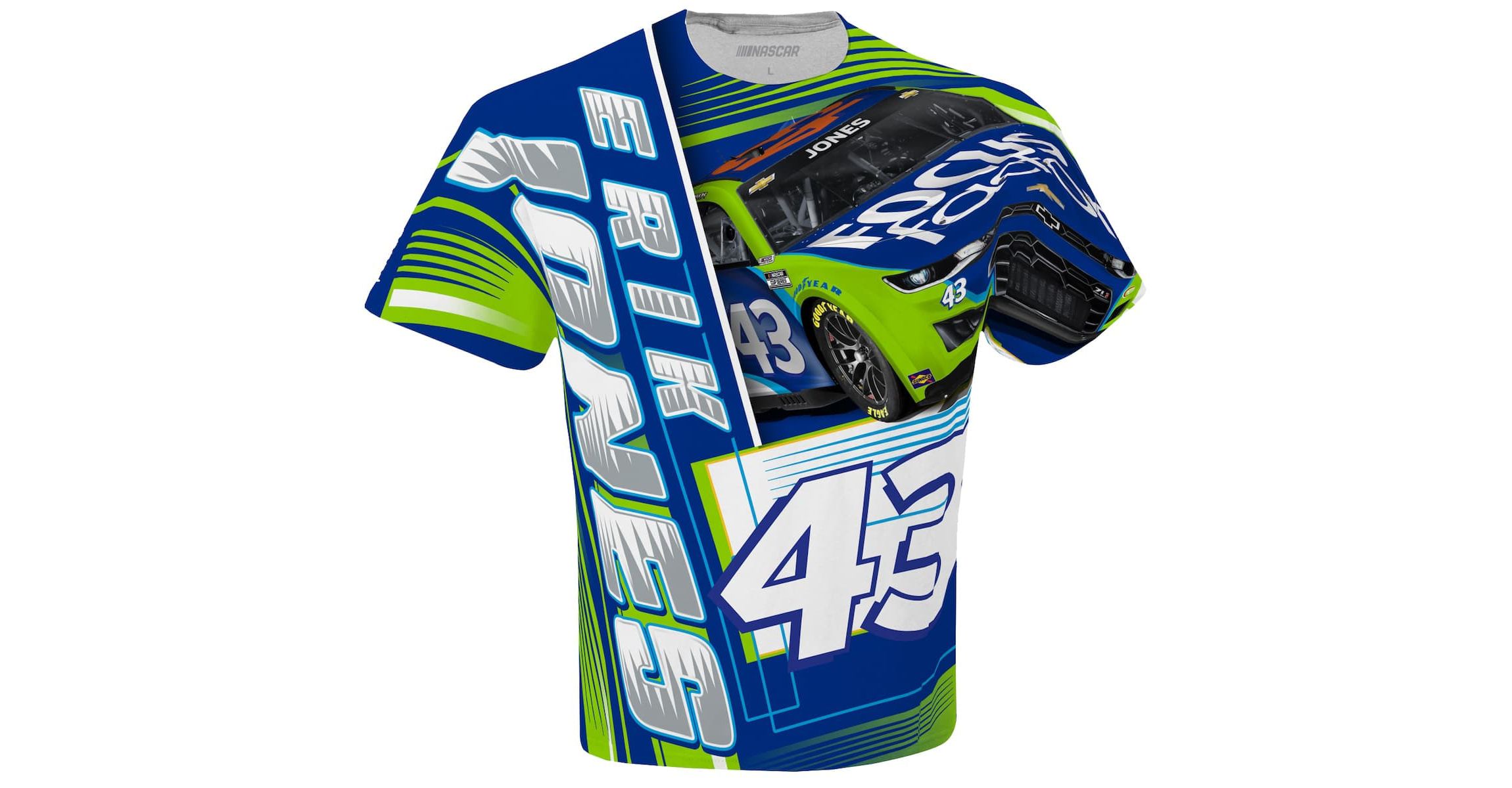 NASCAR Checkered Flag Erik Jones FOCUS factor Sublimated Dynamic Total Print T-Shirt
