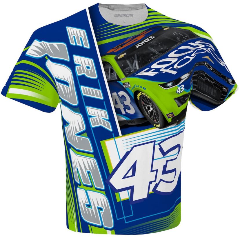 NASCAR Checkered Flag Erik Jones FOCUS factor Sublimated Dynamic Total Print T-Shirt