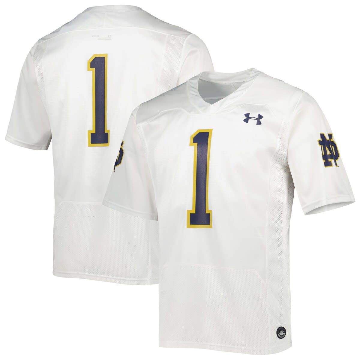 NCAA Under Armour #1 Notre Dame Fighting Irish Team Wordmark Replica Football Jersey