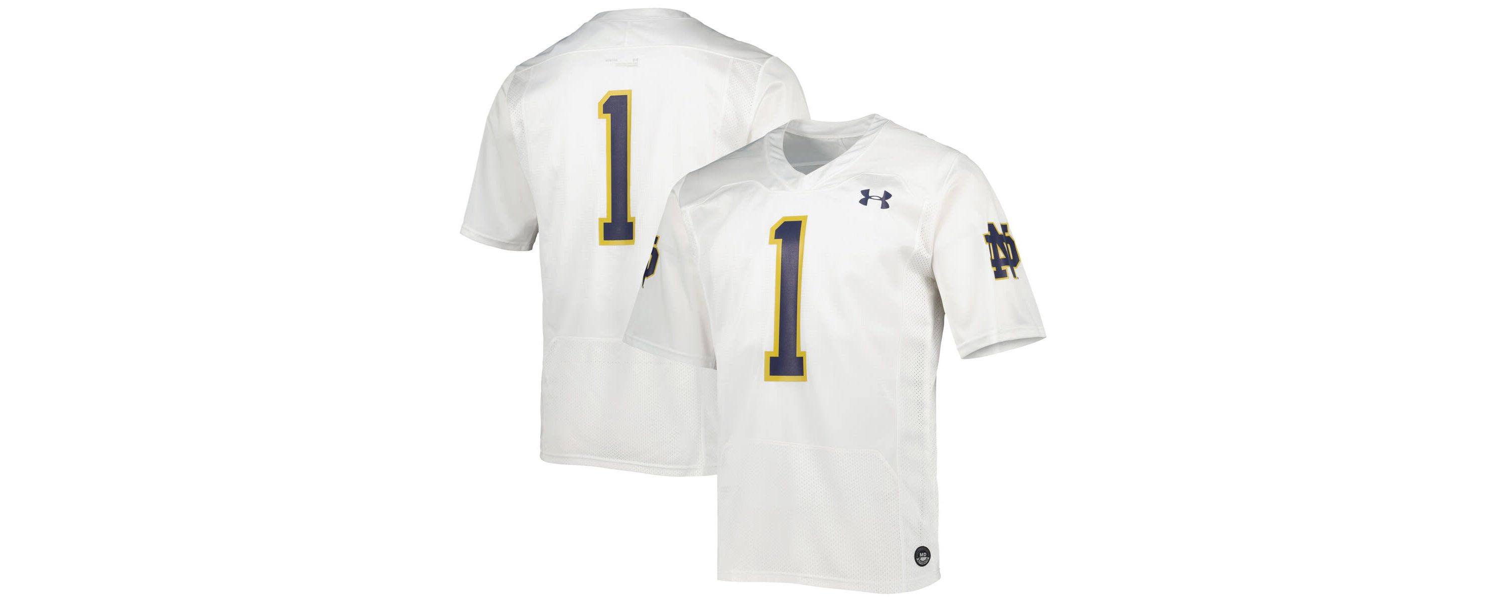 NCAA Under Armour #1 Notre Dame Fighting Irish Team Wordmark Replica Football Jersey