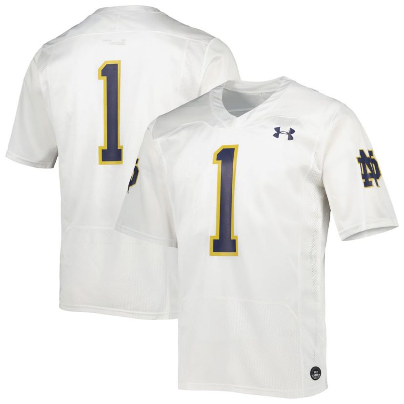 NCAA Under Armour #1 Notre Dame Fighting Irish Team Wordmark Replica Football Jersey