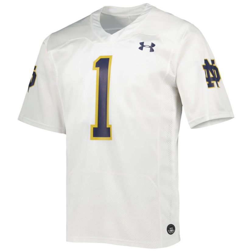 NCAA Under Armour #1 Notre Dame Fighting Irish Team Wordmark Replica Football Jersey