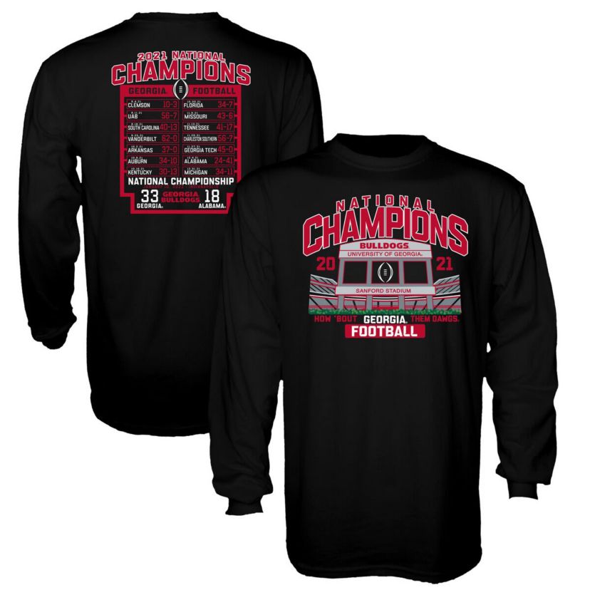NCAA Georgia Bulldogs NCAA Football Playoff 2021 National s Stadium Schedule Long Sleeve T-Shirt
