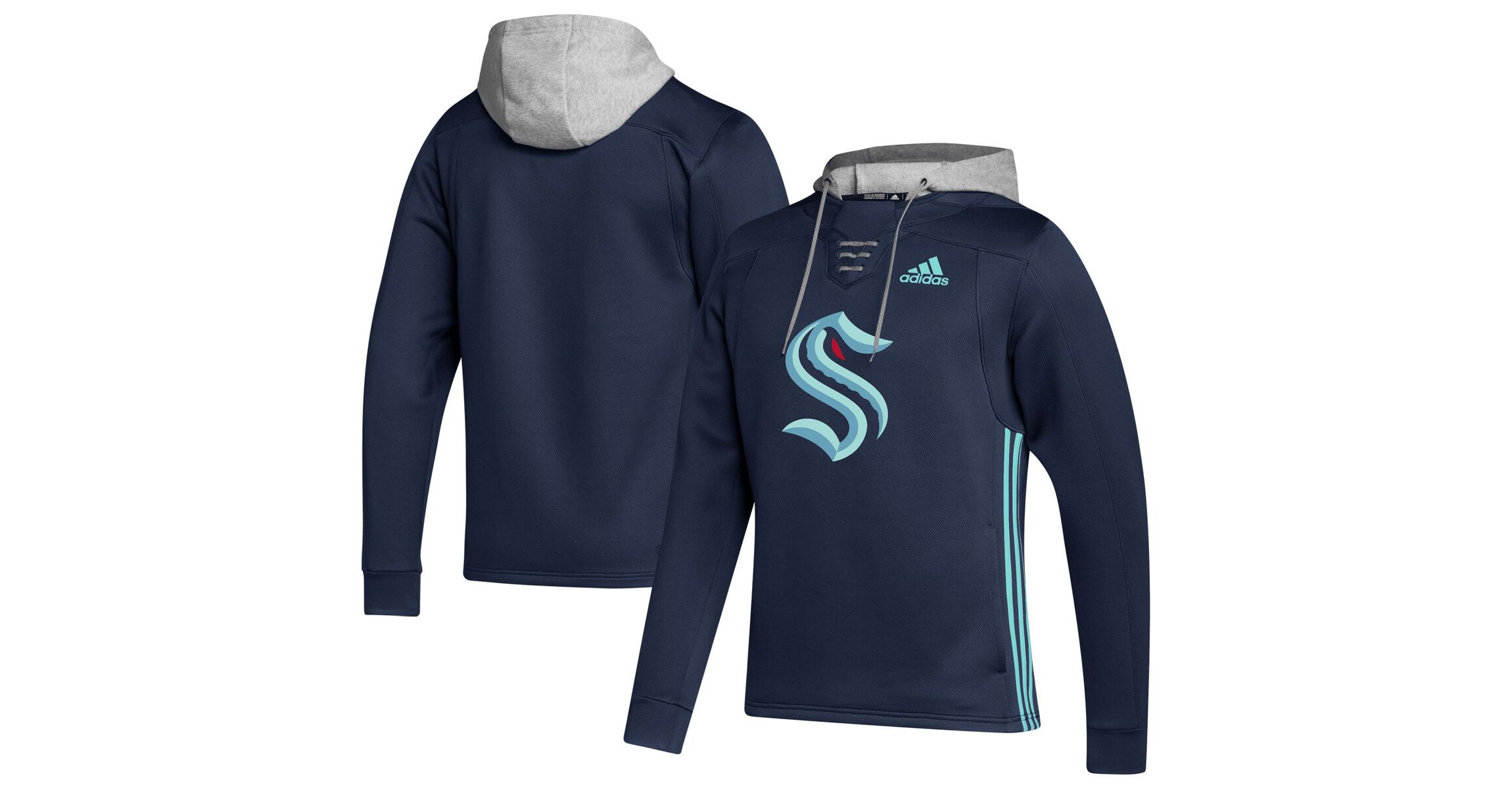 NHL Deep Sea Seattle Kraken Skate Lace Primeblue Team Pullover Hoodie
