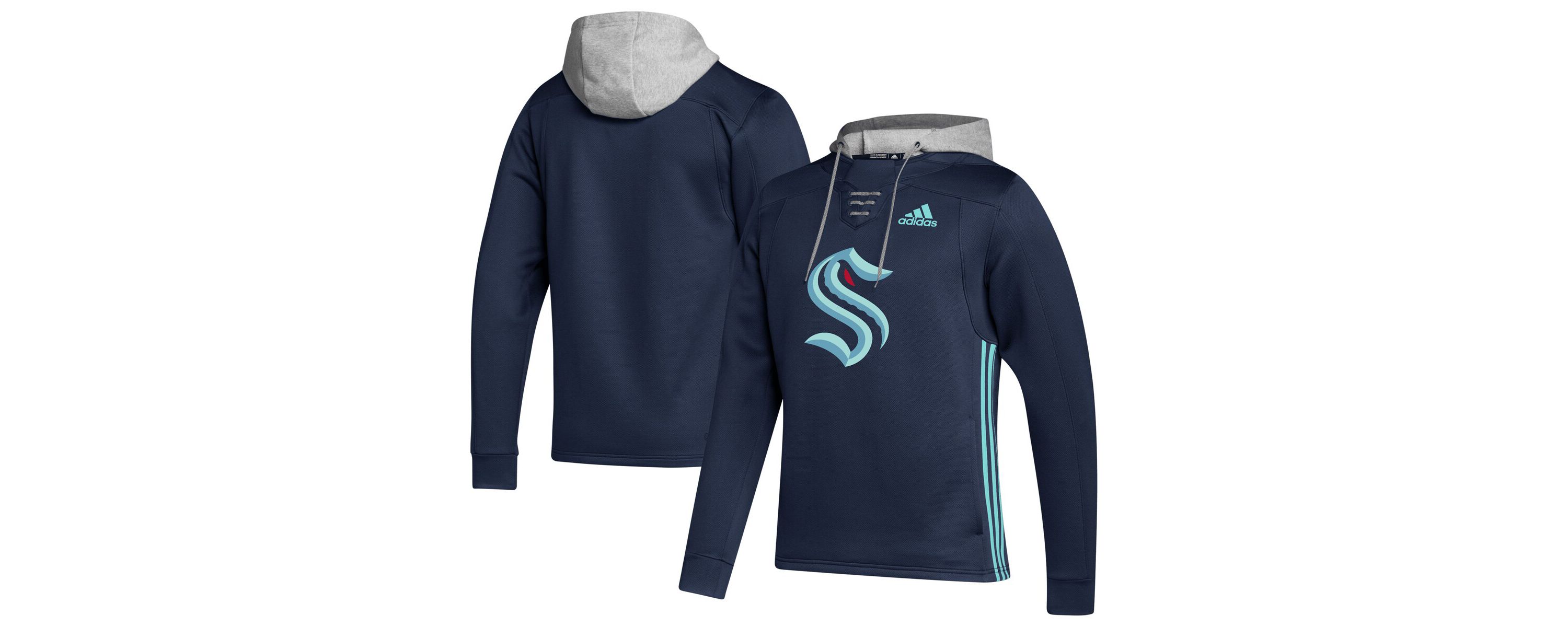 NHL Deep Sea Seattle Kraken Skate Lace Primeblue Team Pullover Hoodie