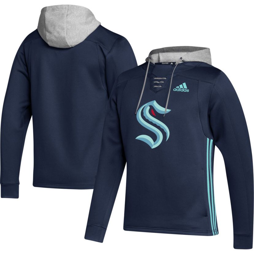 NHL Deep Sea Seattle Kraken Skate Lace Primeblue Team Pullover Hoodie