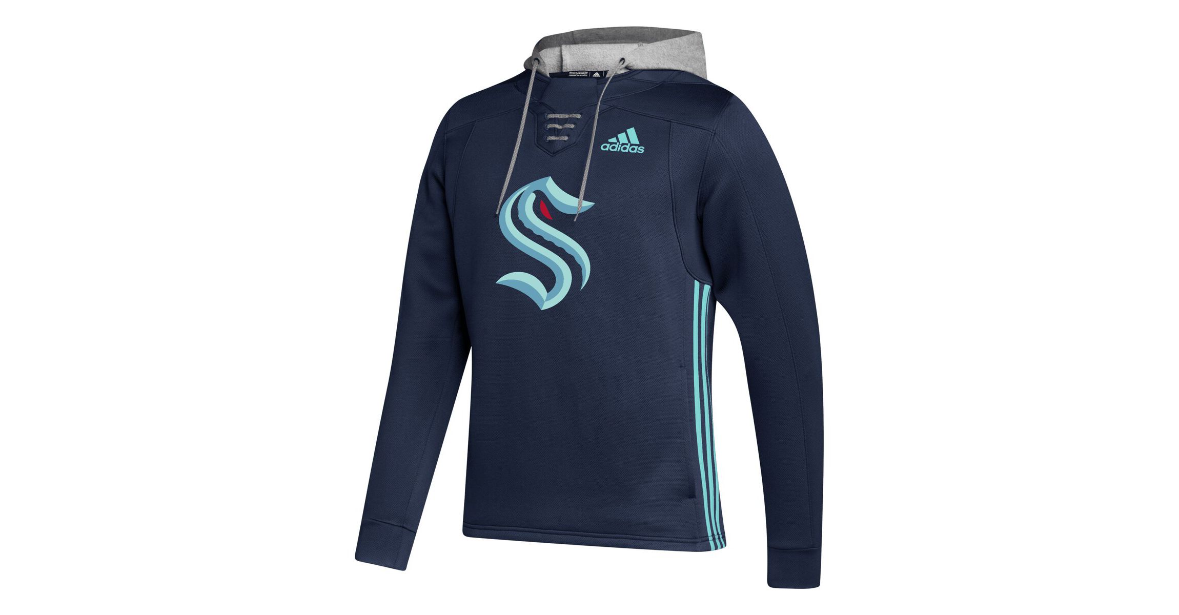 NHL Deep Sea Seattle Kraken Skate Lace Primeblue Team Pullover Hoodie