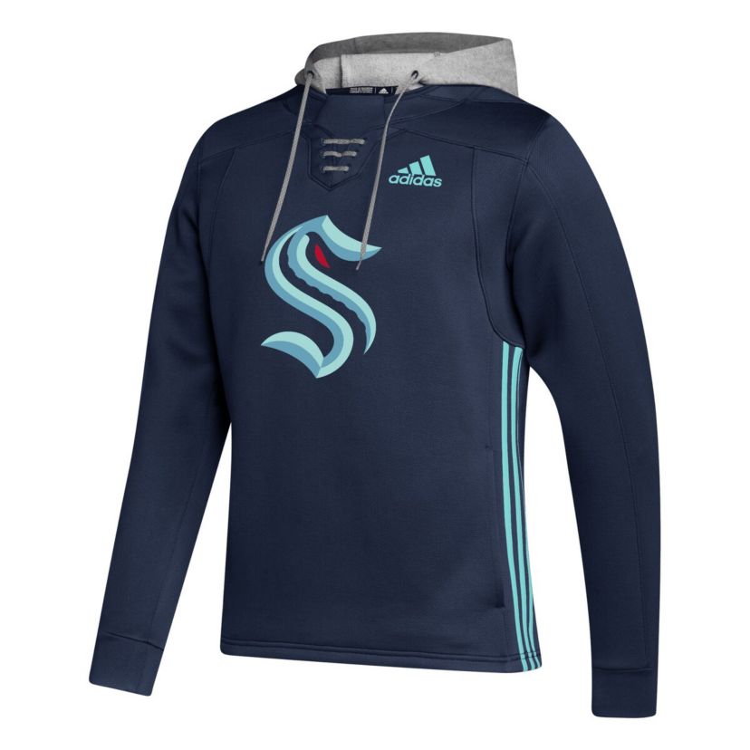 NHL Deep Sea Seattle Kraken Skate Lace Primeblue Team Pullover Hoodie