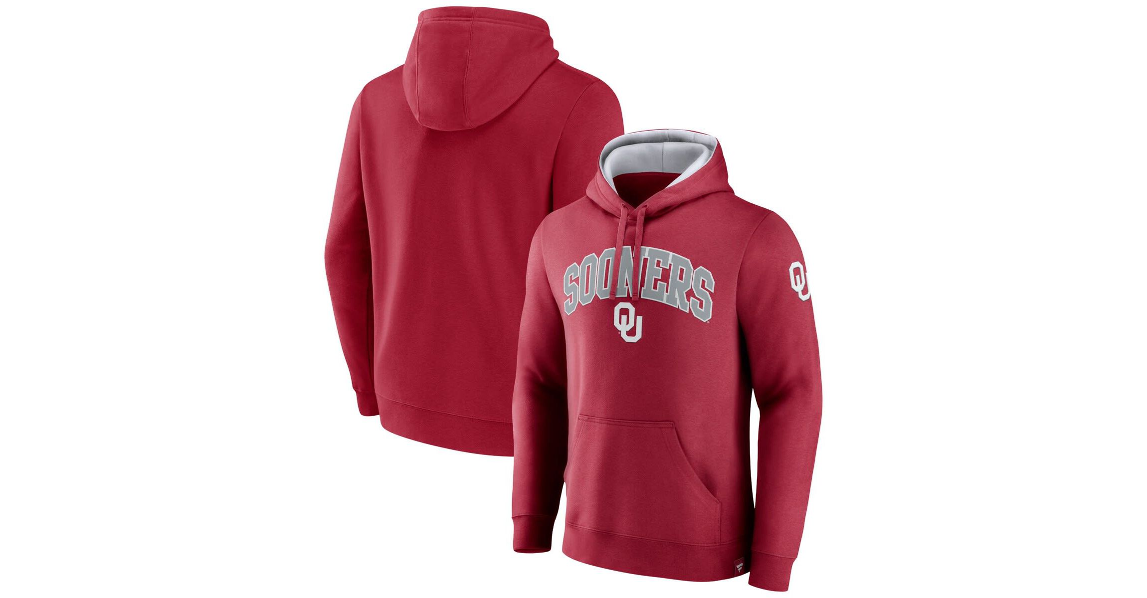 NCAA Fanatics Oklahoma Sooners Arch & Logo Tackle Twill Pullover Hoodie