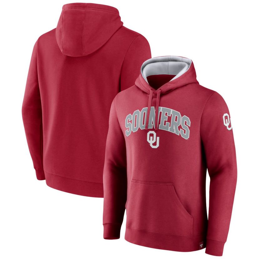 NCAA Fanatics Oklahoma Sooners Arch & Logo Tackle Twill Pullover Hoodie