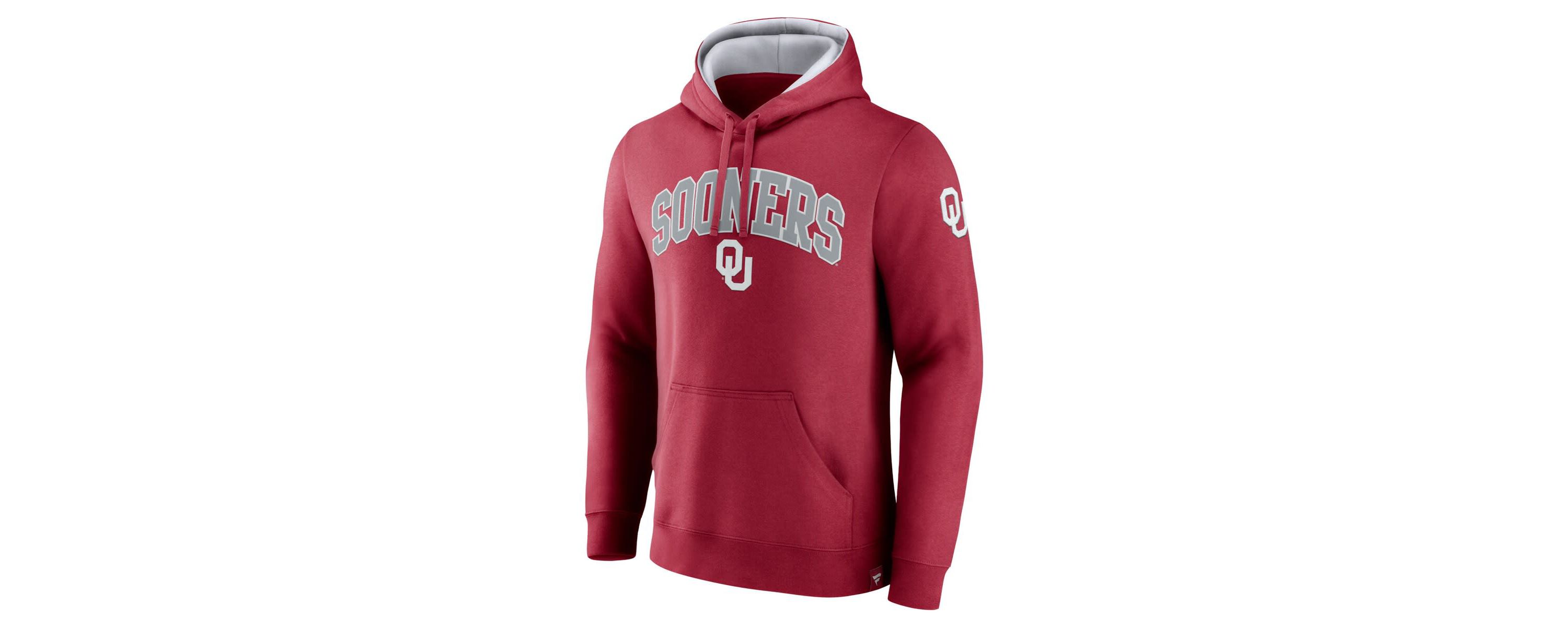 NCAA Fanatics Oklahoma Sooners Arch & Logo Tackle Twill Pullover Hoodie