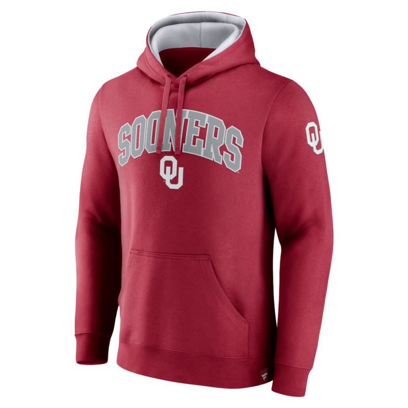 NCAA Fanatics Oklahoma Sooners Arch & Logo Tackle Twill Pullover Hoodie