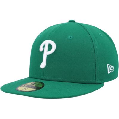 New Era Men's MLB Kelly Philadelphia Phillies Logo 59FIFTY Fitted Hat, Green, 7 3/8