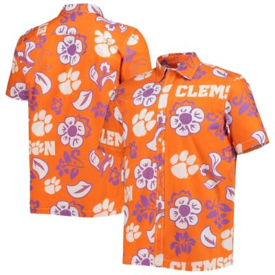 Wes & Willy Men's NCAA Clemson Tigers Floral Button-Up Shirt