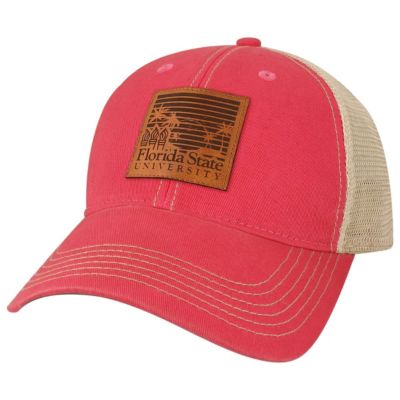 League Collegiate Wear Men's NCAA Florida State Seminoles Beach Club Palms Trucker Snapback Adjustable Hat, Pink