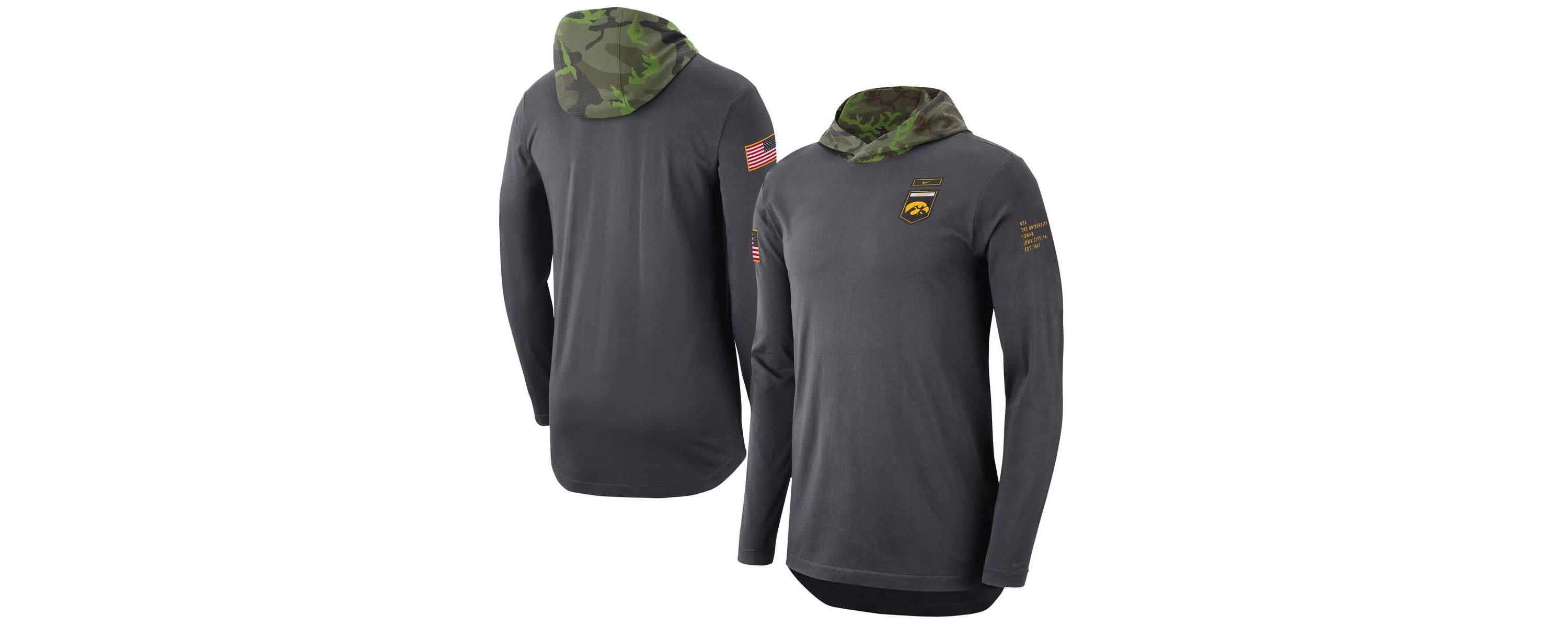 NCAA Nike Iowa Hawkeyes Military Long Sleeve Hoodie T-Shirt
