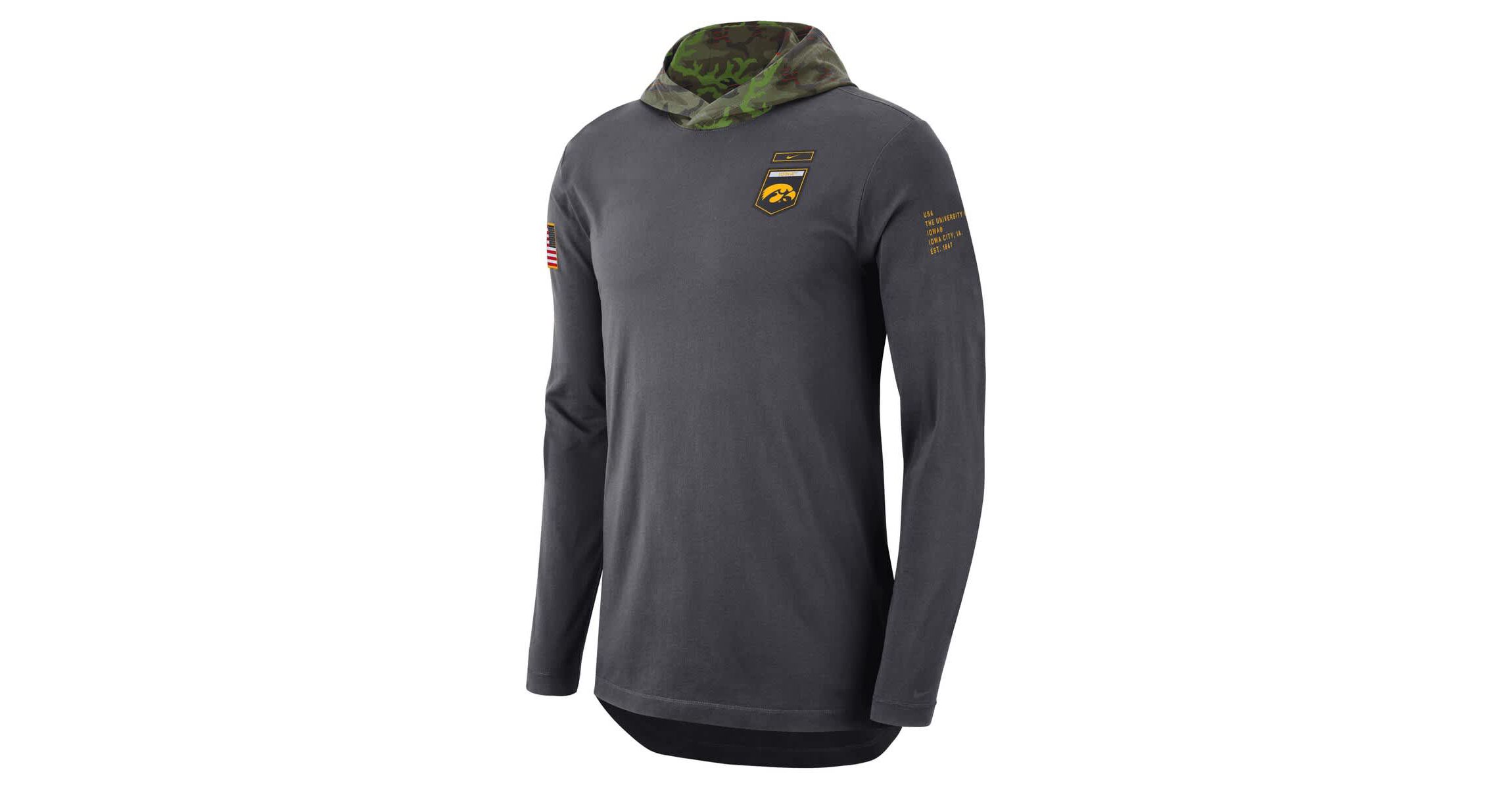 NCAA Nike Iowa Hawkeyes Military Long Sleeve Hoodie T-Shirt