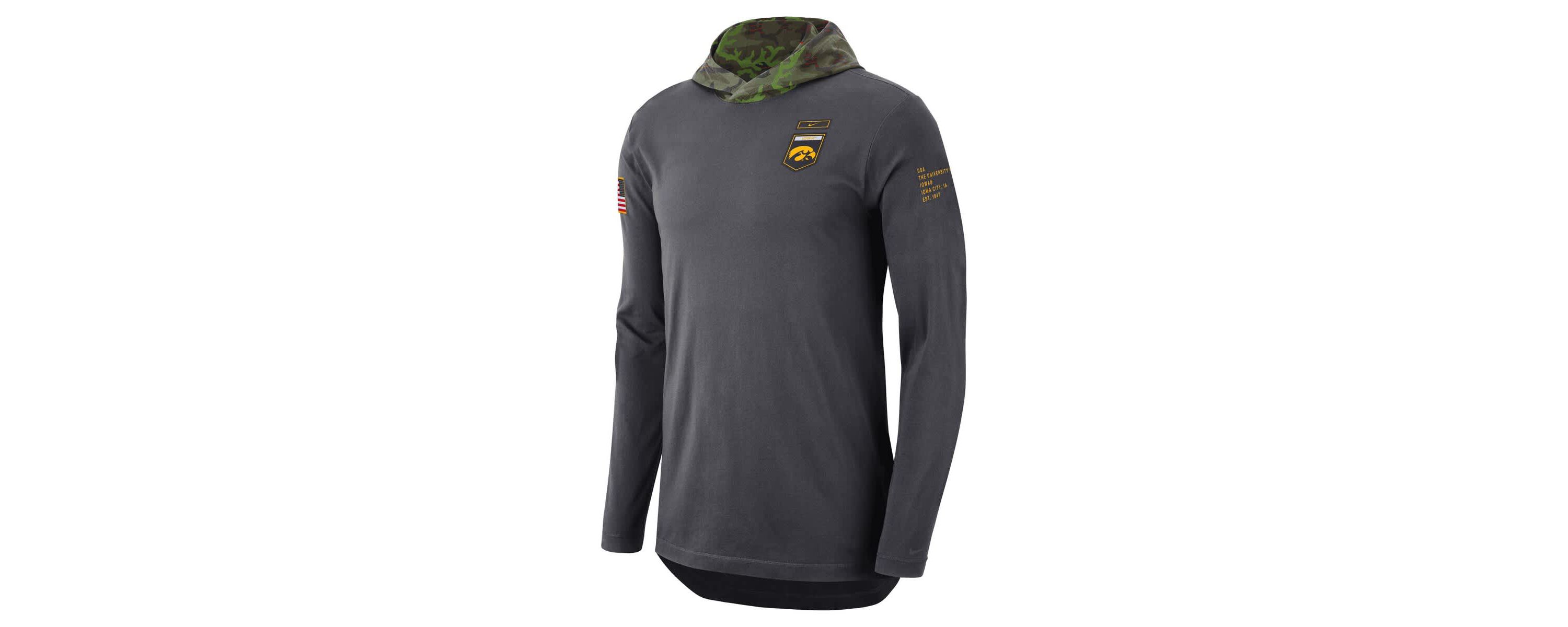 NCAA Nike Iowa Hawkeyes Military Long Sleeve Hoodie T-Shirt
