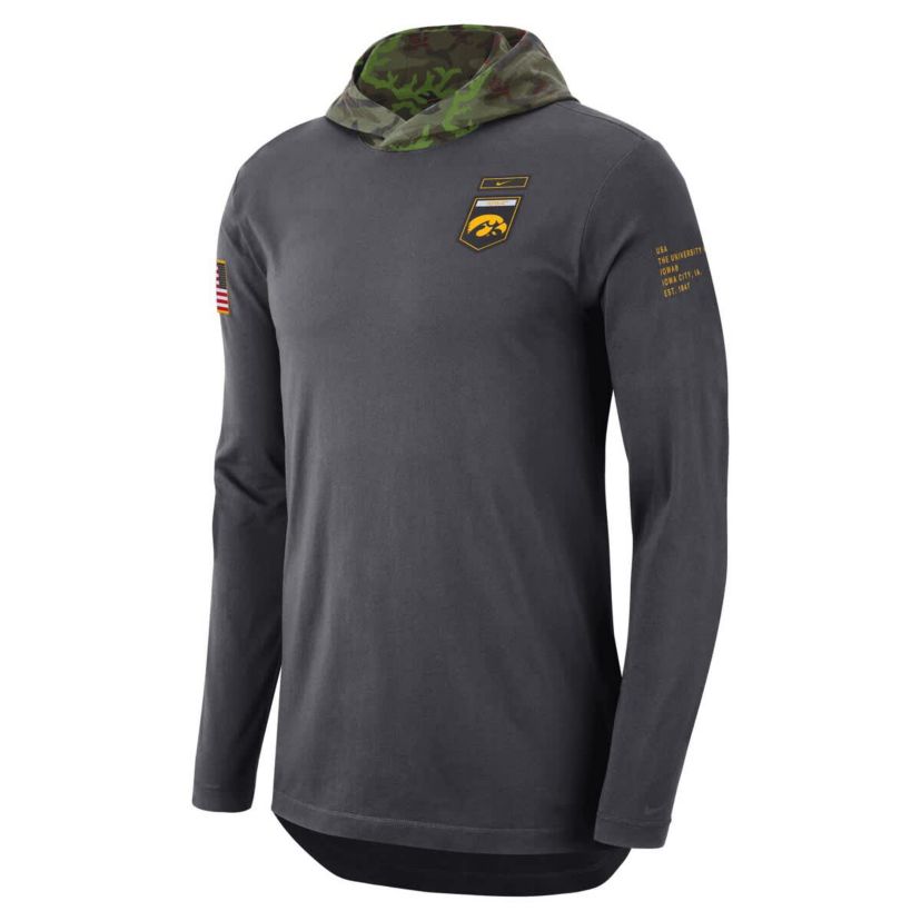 NCAA Nike Iowa Hawkeyes Military Long Sleeve Hoodie T-Shirt