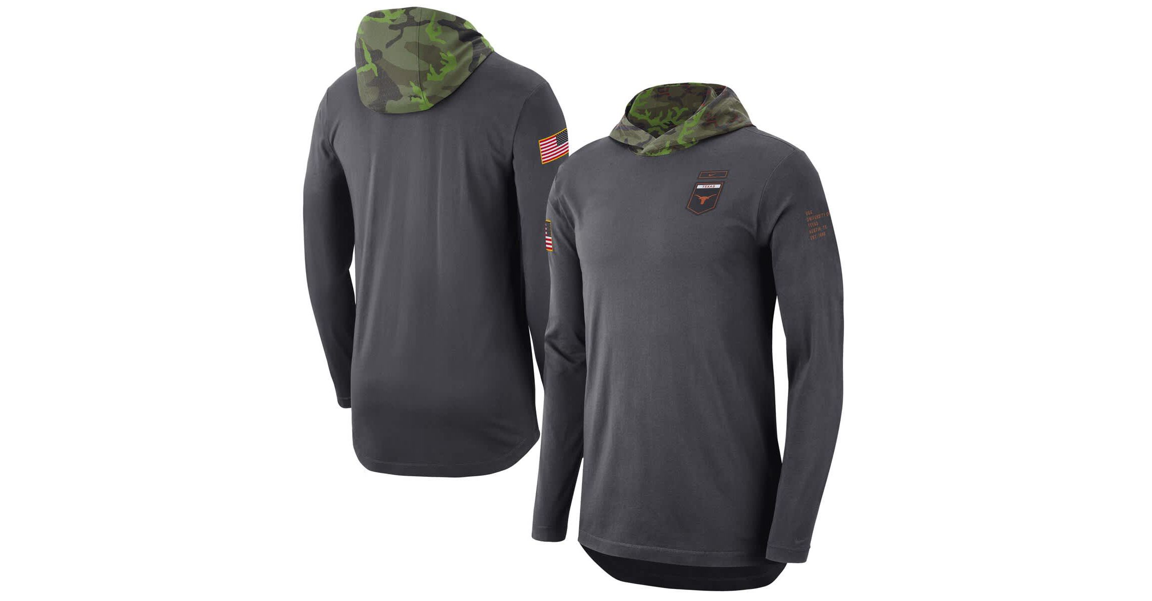 NCAA Nike Texas Longhorns Military Long Sleeve Hoodie T-Shirt