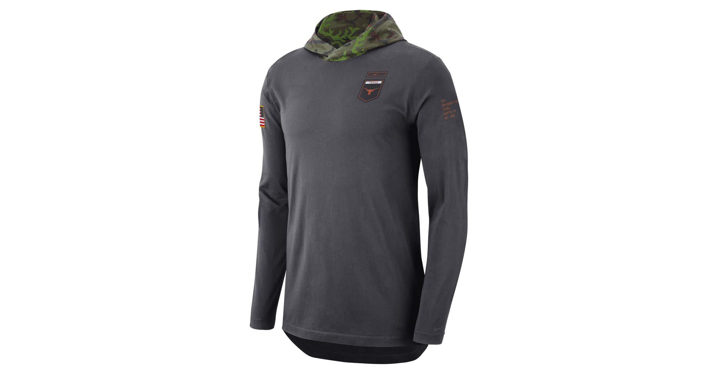 NCAA Nike Texas Longhorns Military Long Sleeve Hoodie T-Shirt
