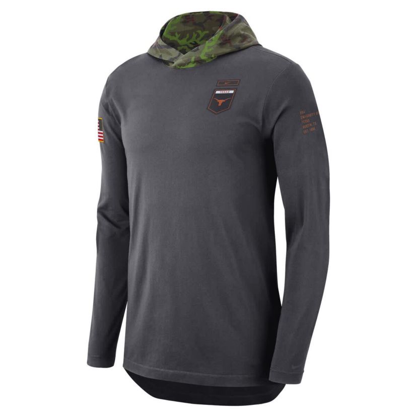 NCAA Nike Texas Longhorns Military Long Sleeve Hoodie T-Shirt
