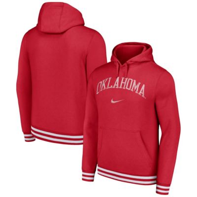 Men's NCAA Nike Oklahoma Sooners Distressed Sketch Retro Fitted Pullover Hoodie, Crimson, Small