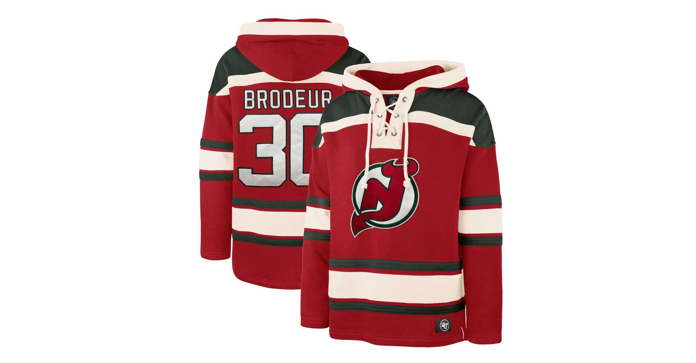 NHL Martin Brodeur New Jersey Devils Retired Player Name & Number Lacer Pullover Hoodie