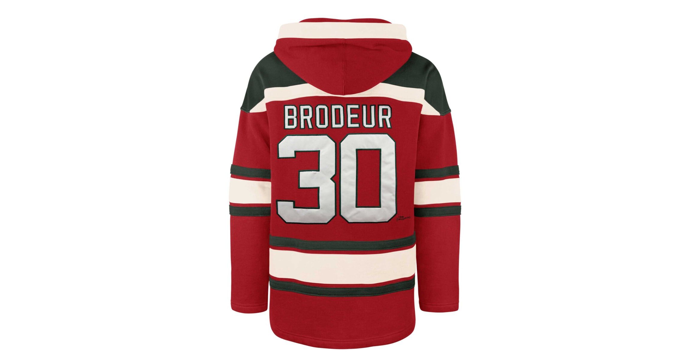 NHL Martin Brodeur New Jersey Devils Retired Player Name & Number Lacer Pullover Hoodie
