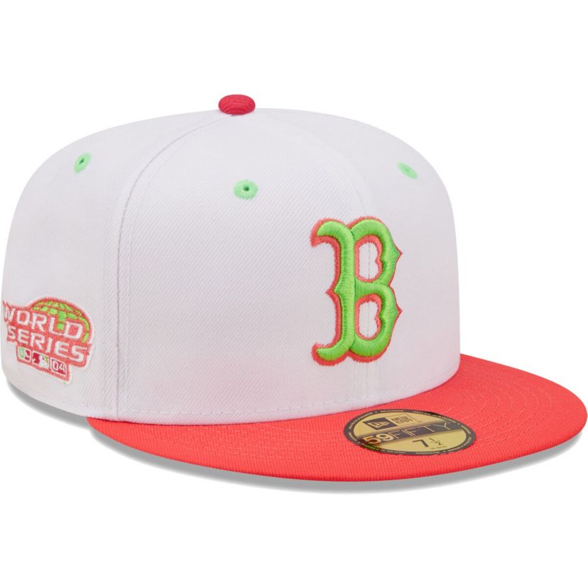Boston Red Sox MLB White/Coral Boston Sox 2004 World Series Strawberry Lolli 59FIFTY Fitted Hat