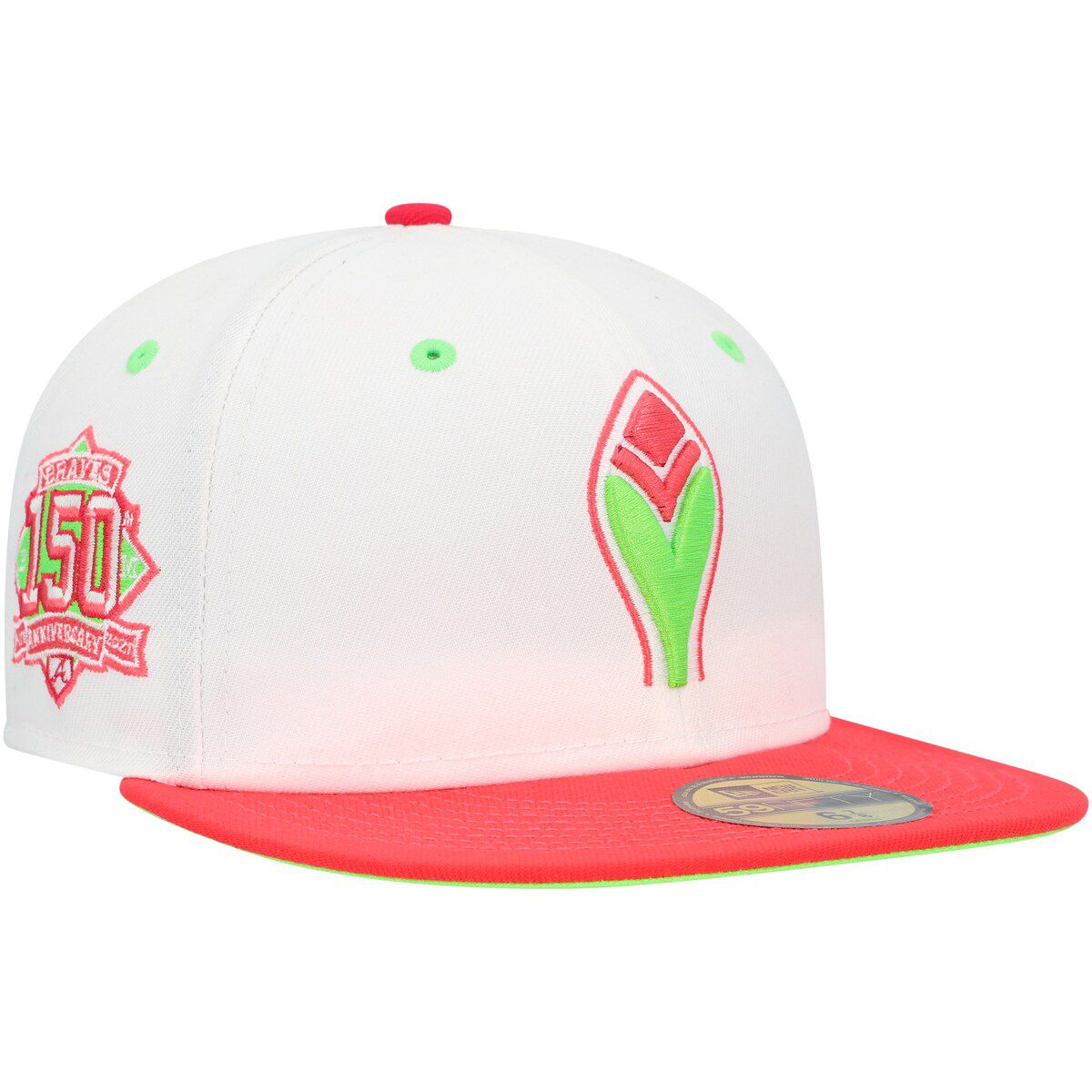 MLB White/Coral Atlanta Braves 150th Anniversary Strawberry Lolli 59FIFTY Fitted Hat