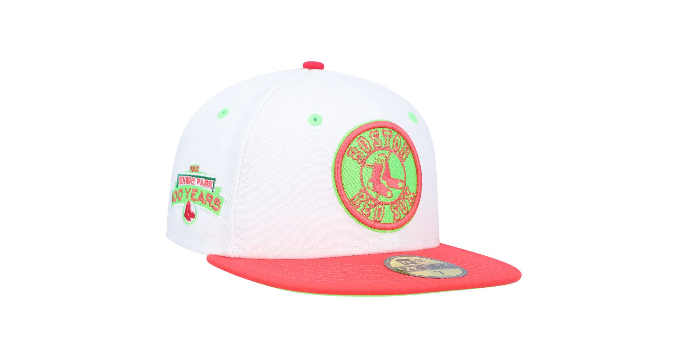 Boston Red Sox MLB White/Coral Boston Sox Fenway Park 100th Anniversary Strawberry Lolli 59FIFTY Fitted Hat