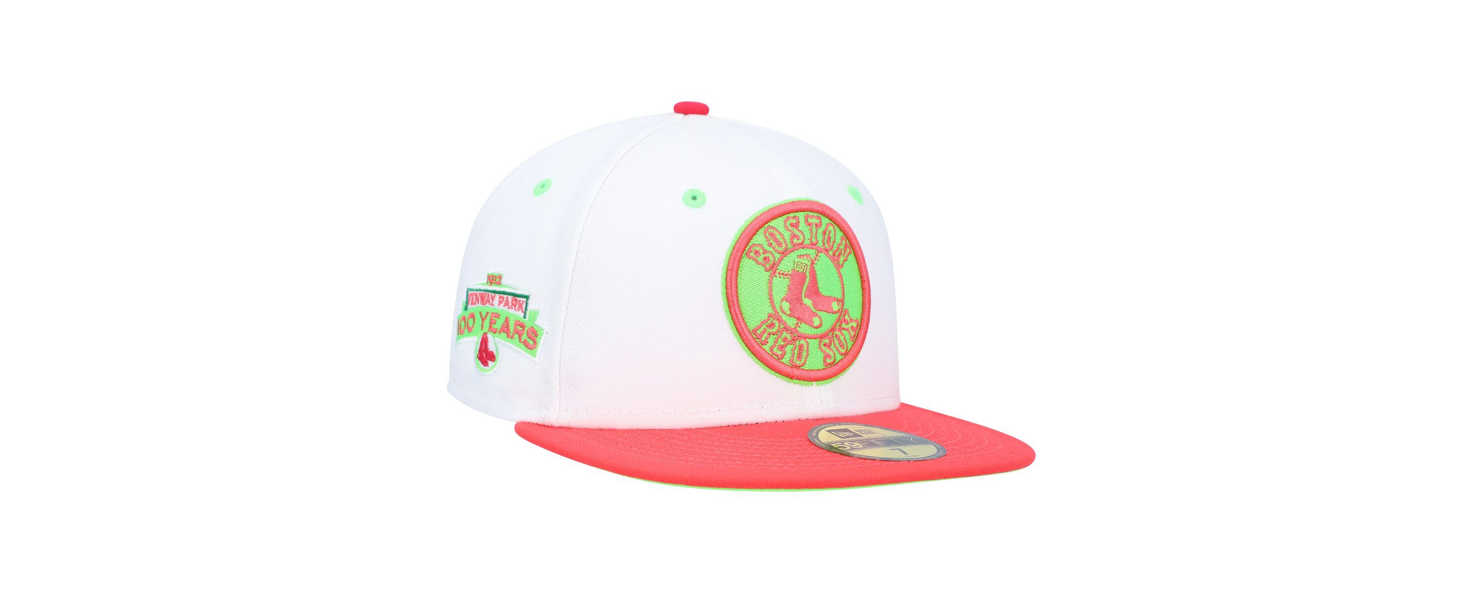 Boston Red Sox MLB White/Coral Boston Sox Fenway Park 100th Anniversary Strawberry Lolli 59FIFTY Fitted Hat