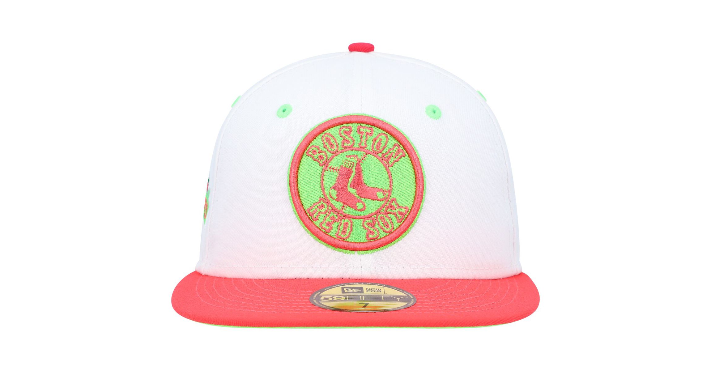 Boston Red Sox MLB White/Coral Boston Sox Fenway Park 100th Anniversary Strawberry Lolli 59FIFTY Fitted Hat