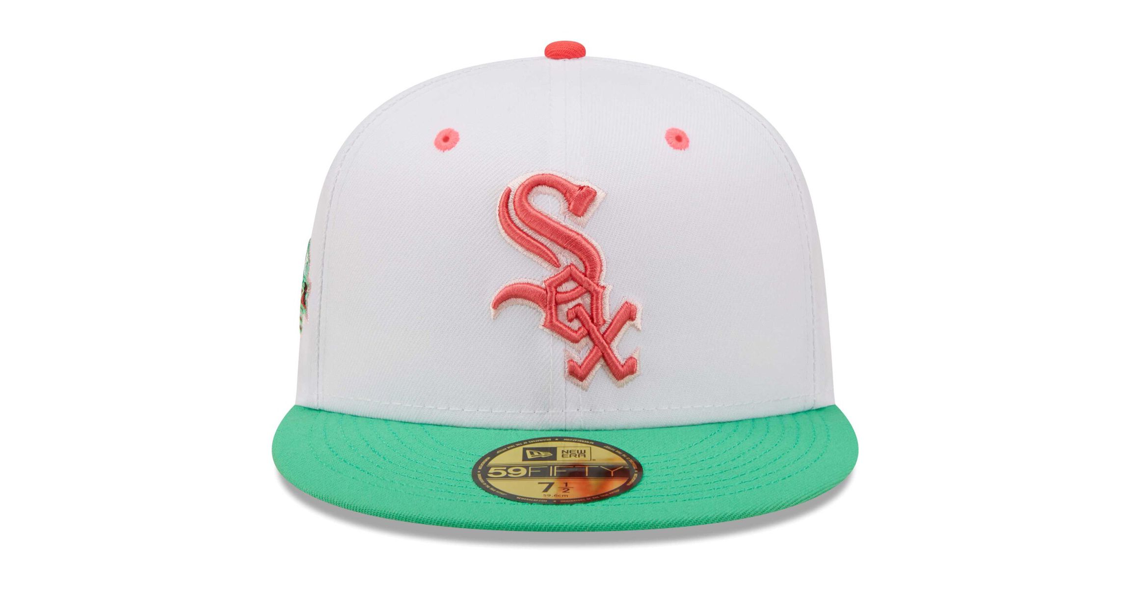 Chicago White Sox MLB White/Green Chicago Sox Inaugural Season at Comiskey Park Watermelon Lolli 59FIFTY Fitted Hat